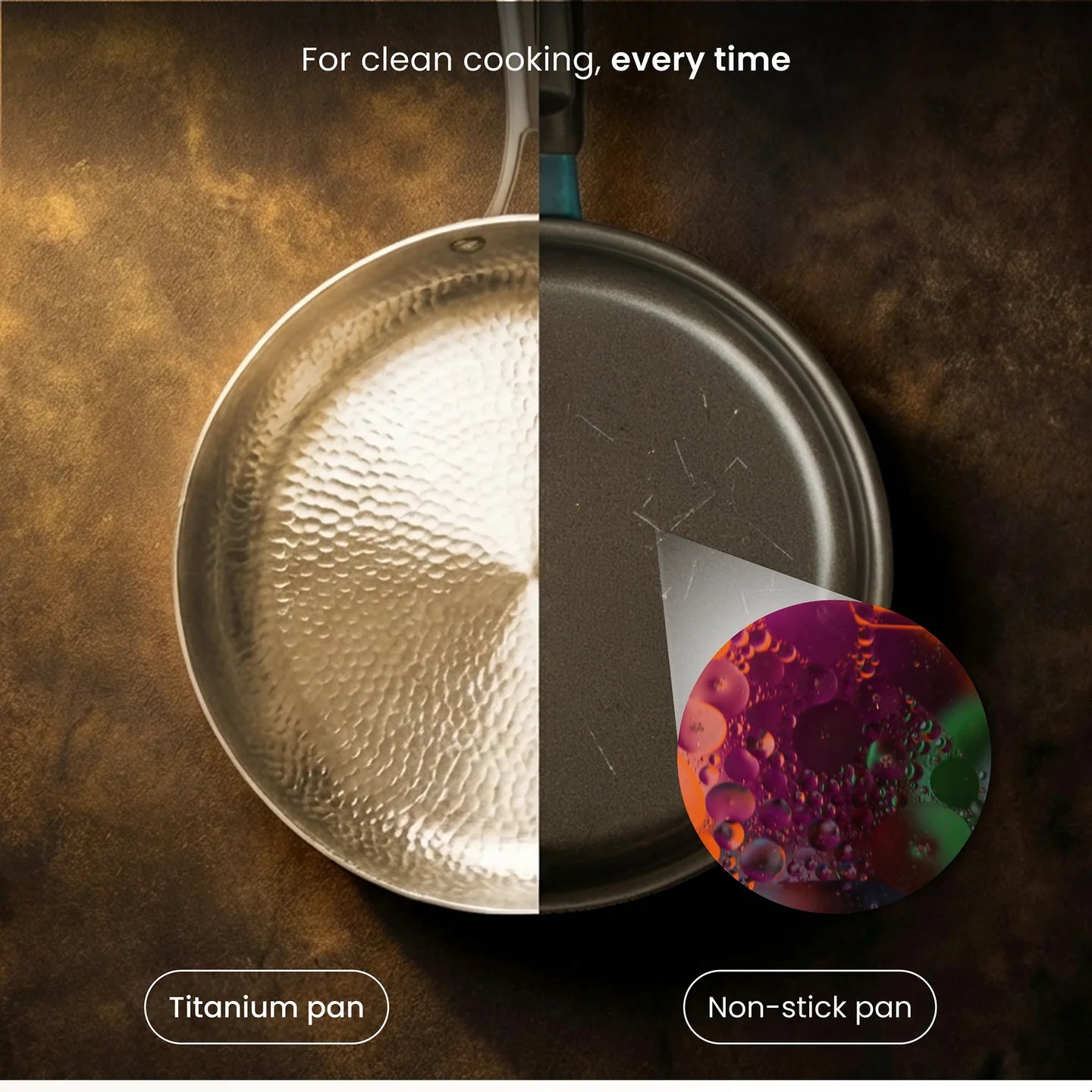 TitaKixi Titanium Frying Pan - 100% Solid Medical-Grade Titanium Skillet, PFAS & Teflon Free Non-Stick Hammered Surface