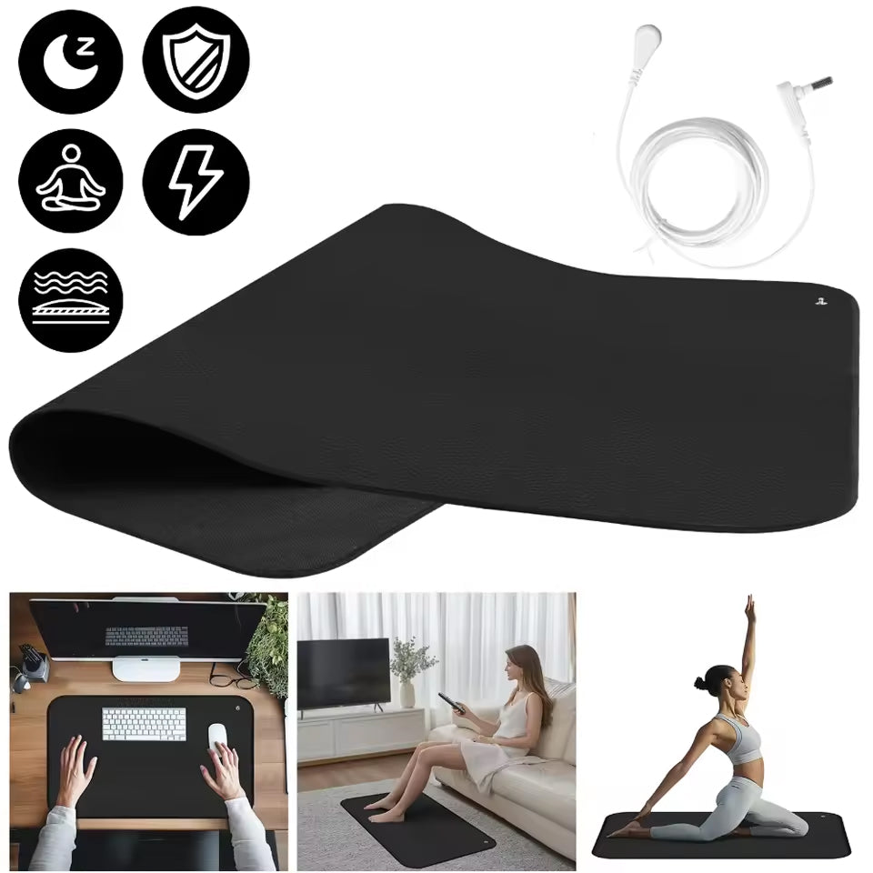 TixiWarmi Grounding Mat - Conductive PU Leather Earthing Mat with 470cm Cord, 91k Ohm Safety Resistor for Sleep and Stress Relief