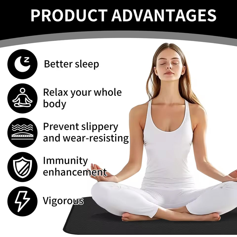 TixiWarmi Grounding Mat - Conductive PU Leather Earthing Mat with 470cm Cord, 91k Ohm Safety Resistor for Sleep and Stress Relief