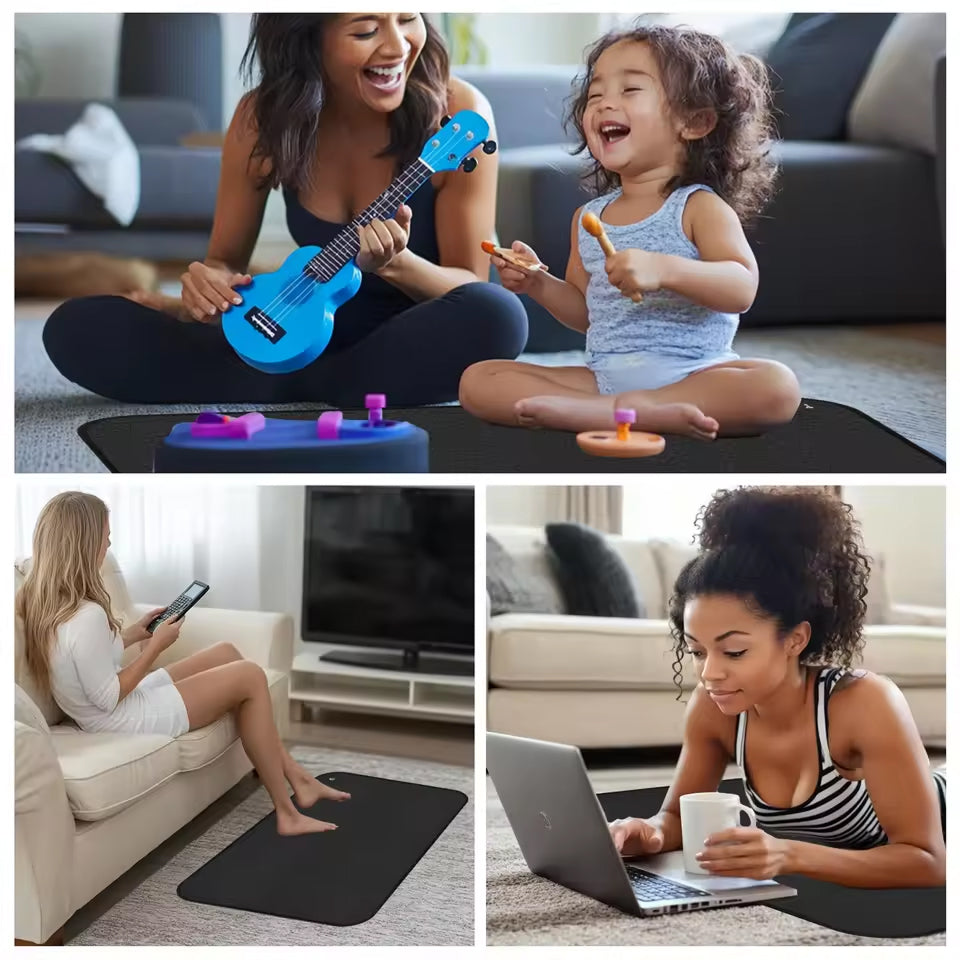 TixiWarmi Grounding Mat - Conductive PU Leather Earthing Mat with 470cm Cord, 91k Ohm Safety Resistor for Sleep and Stress Relief
