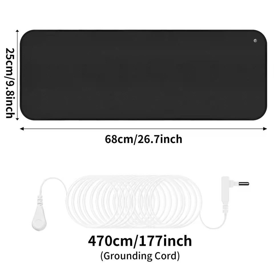 TixiWarmi Grounding Mat - Conductive PU Leather Earthing Mat with 470cm Cord, 91k Ohm Safety Resistor for Sleep and Stress Relief