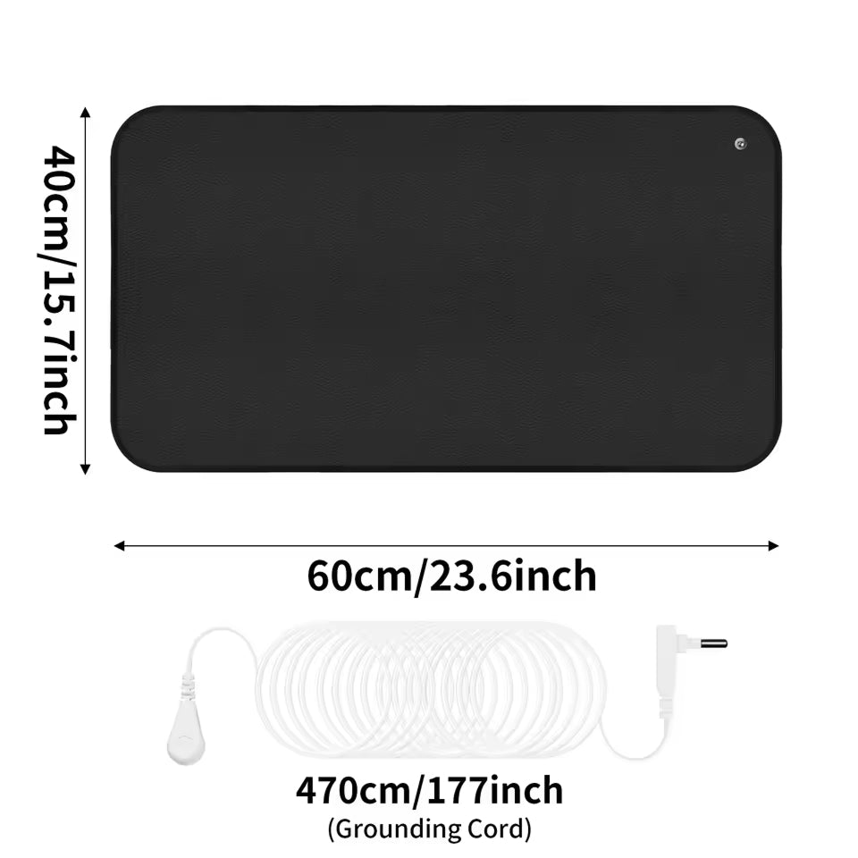 TixiWarmi Grounding Mat - Conductive PU Leather Earthing Mat with 470cm Cord, 91k Ohm Safety Resistor for Sleep and Stress Relief