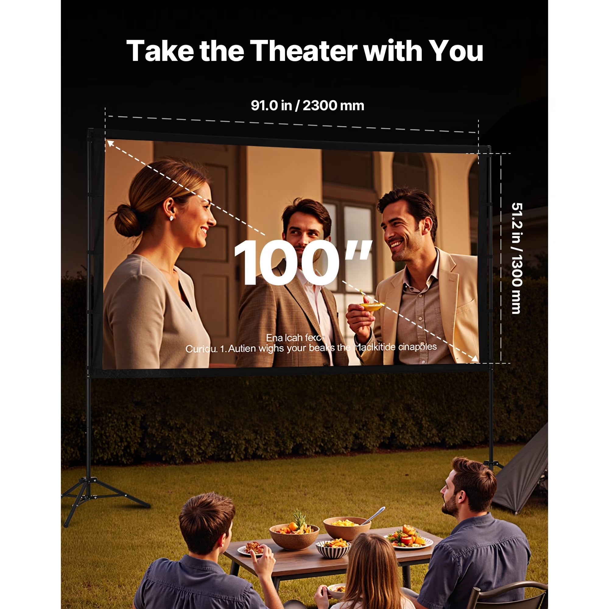 TorinLaxi Outdoor Projector Screen with Stand 4K HD 9.9 lbs Wrinkle-Free Movie Display