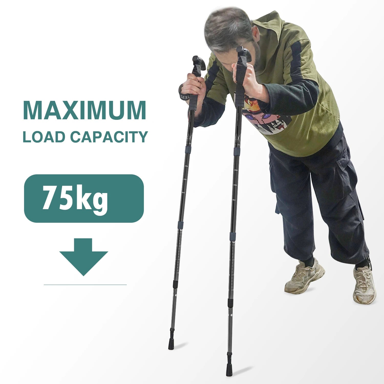 TrekPixin Professional Trekking Poles Adjustable T-Handle Aluminum Alloy 315g for Hiking