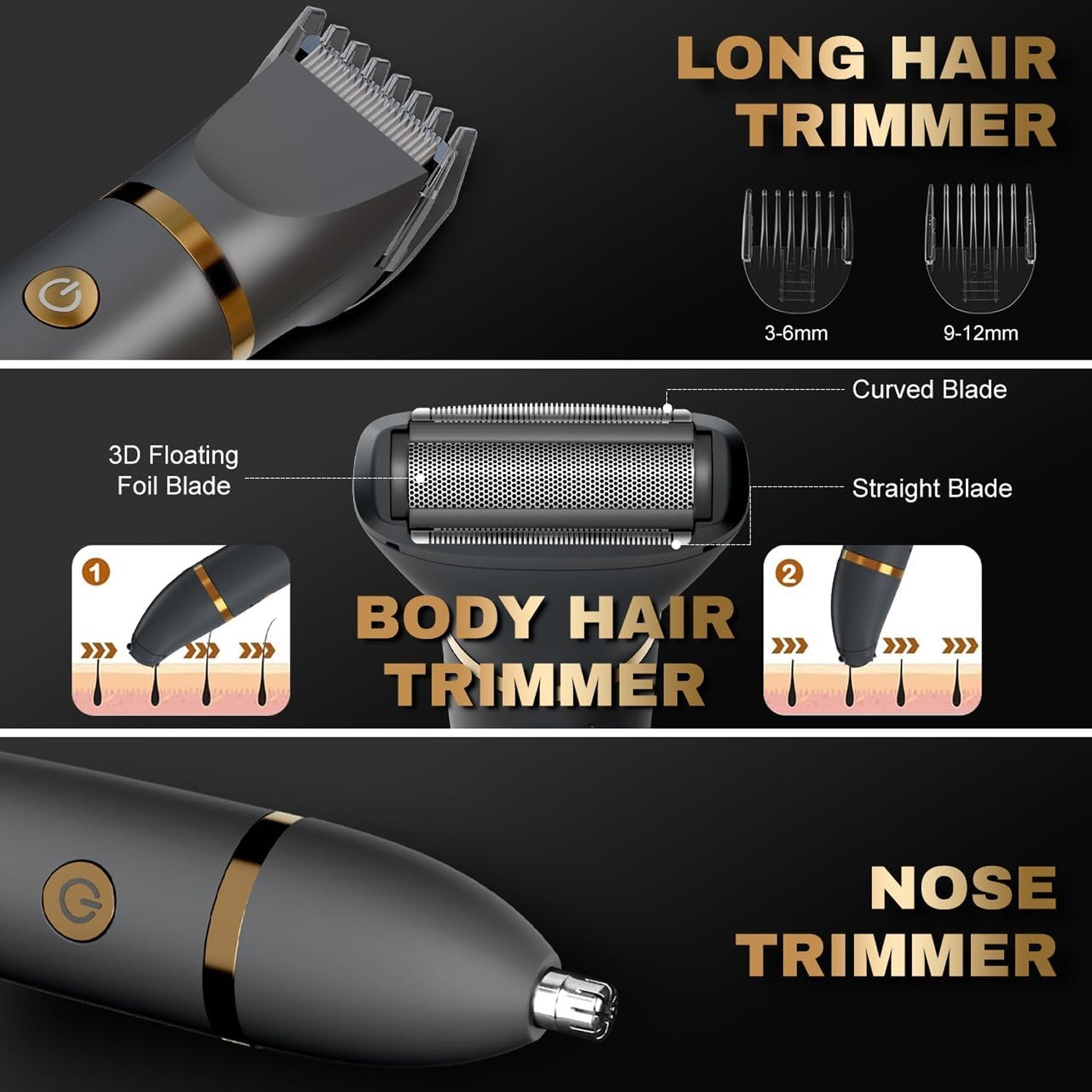 Beard Trimmer for Men, Cordless Waterproof Hair Clipper Grooming Kit