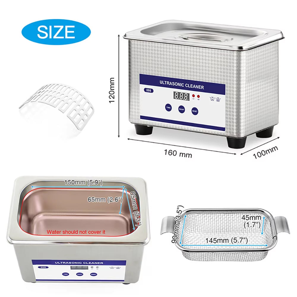 UltraGlowi 35W Ultrasonic Retainer Cleaner 40kHz 0.8L with 18 Precision Time Cycles