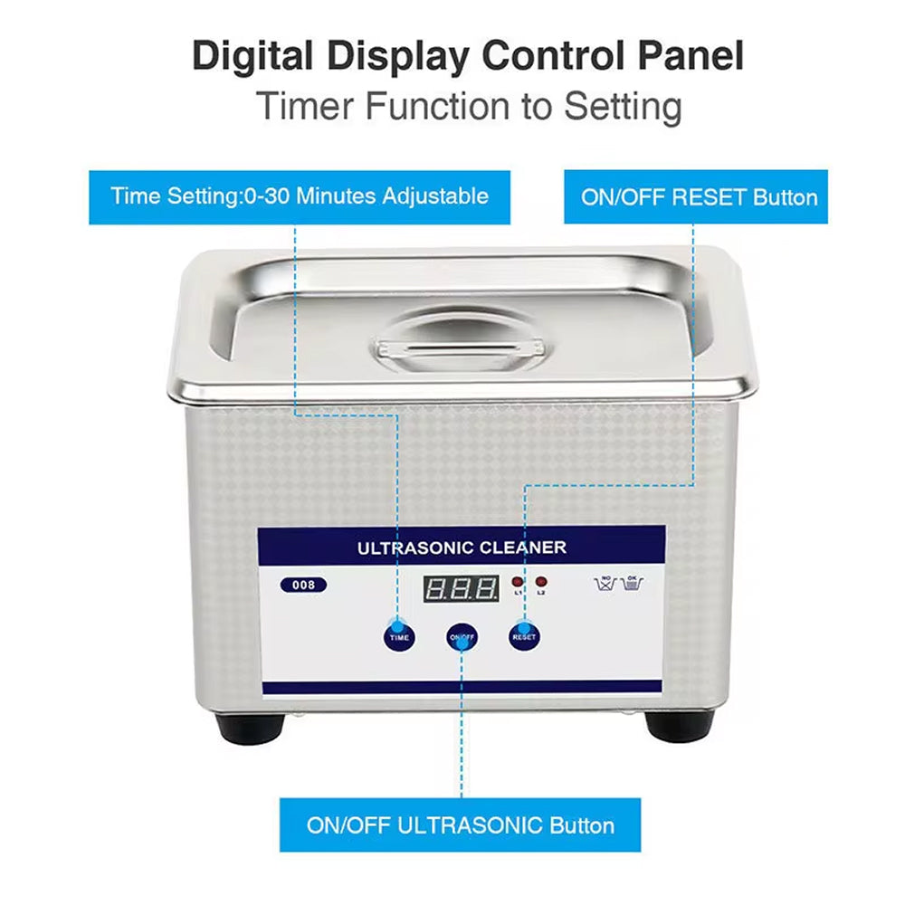 UltraGlowi 35W Ultrasonic Retainer Cleaner 40kHz 0.8L with 18 Precision Time Cycles