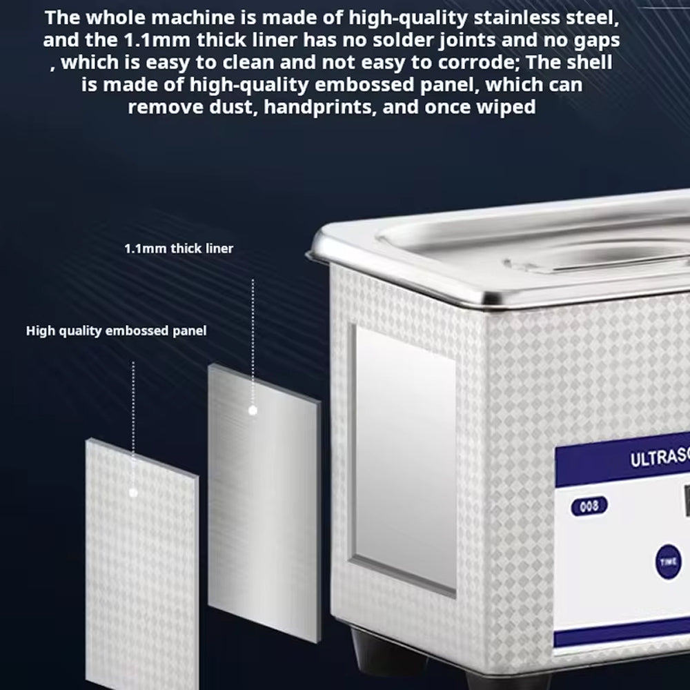 UltraGlowi 35W Ultrasonic Retainer Cleaner 40kHz 0.8L with 18 Precision Time Cycles