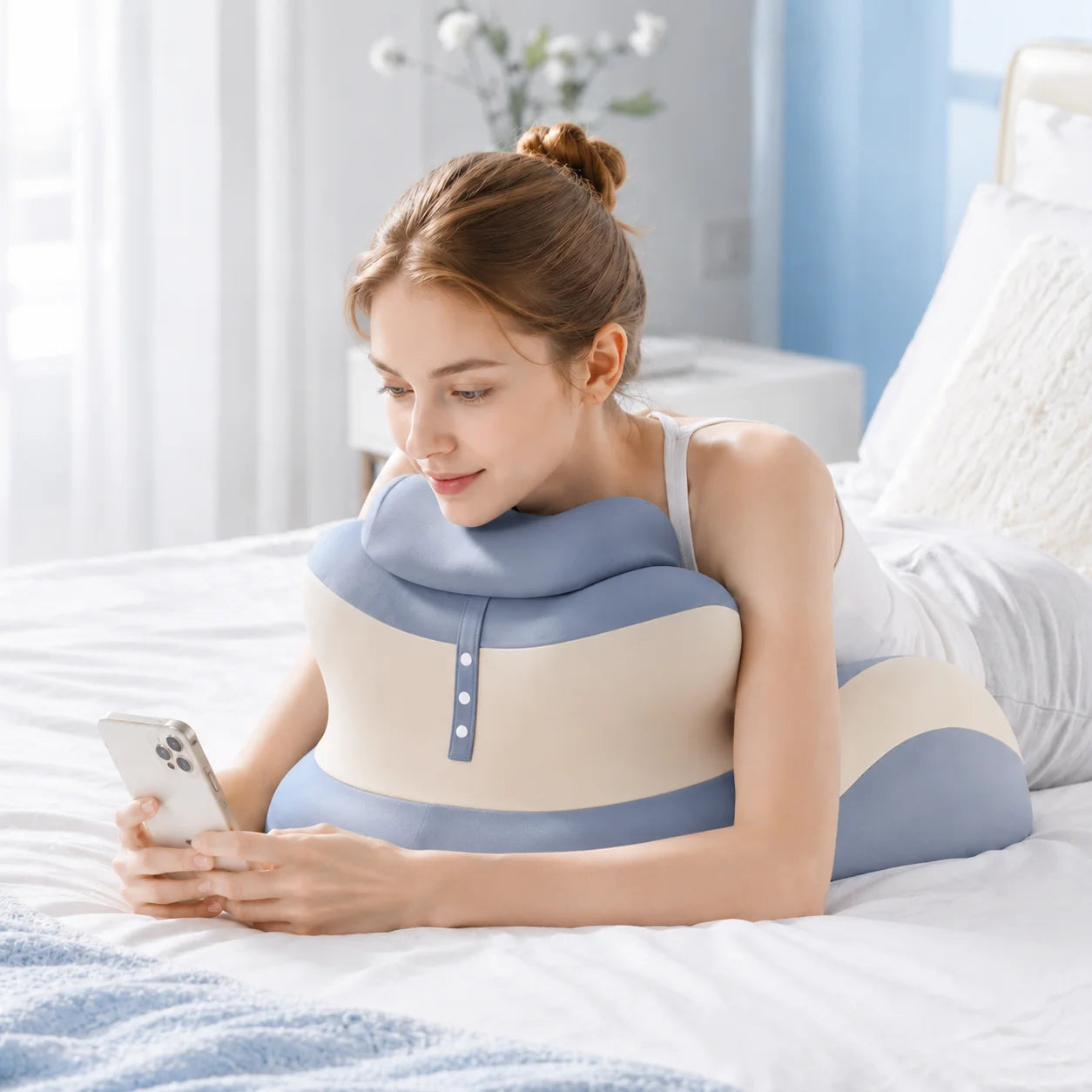 VaelisFen Ergonomic Reading Pillow Memory Foam Bed Back Support with Armrests