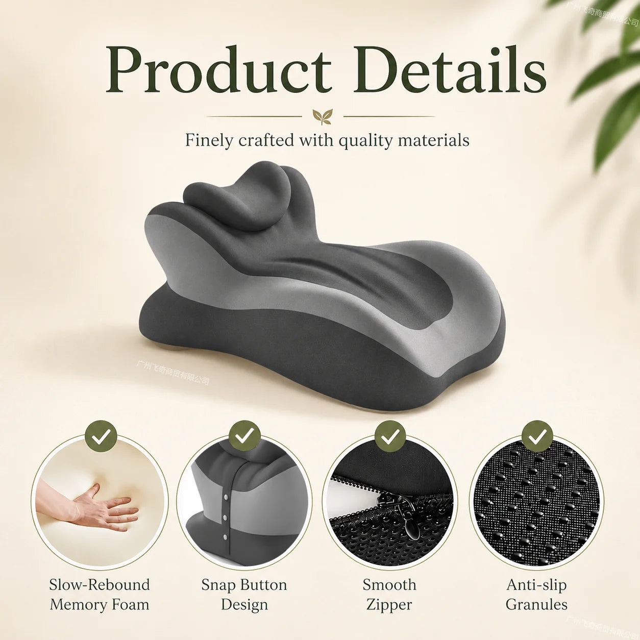 VaelisFen Ergonomic Reading Pillow Memory Foam Bed Back Support with Armrests