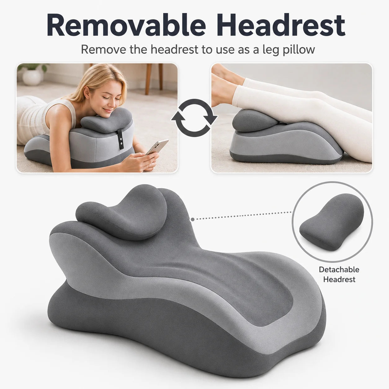 VaelisFen Ergonomic Reading Pillow Memory Foam Bed Back Support with Armrests