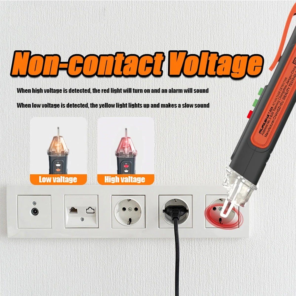 Non Contact Voltage Tester Pen 12V-1000V AC Circuit Detector with LED Flashlight ValixRima