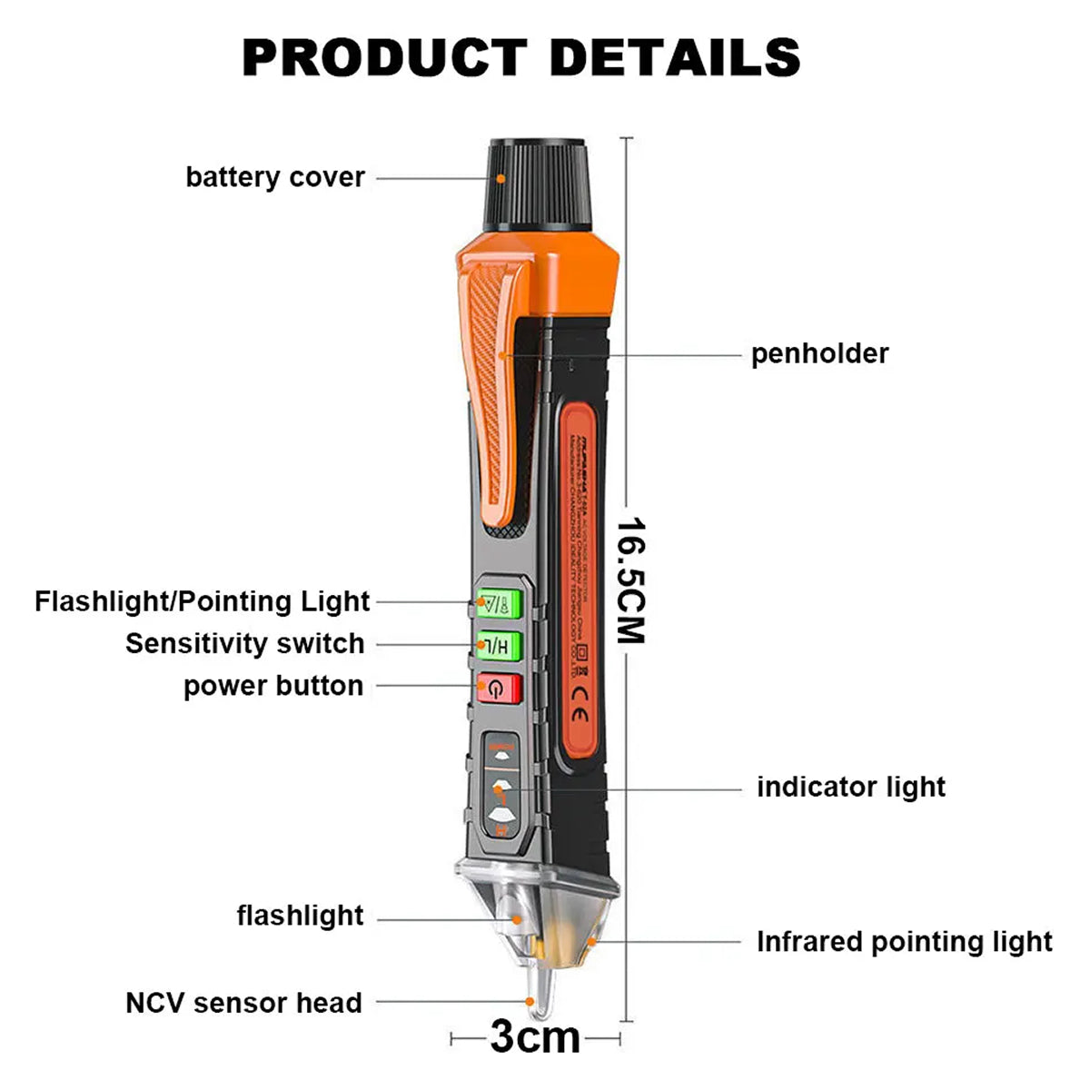 Non Contact Voltage Tester Pen 12V-1000V AC Circuit Detector with LED Flashlight ValixRima