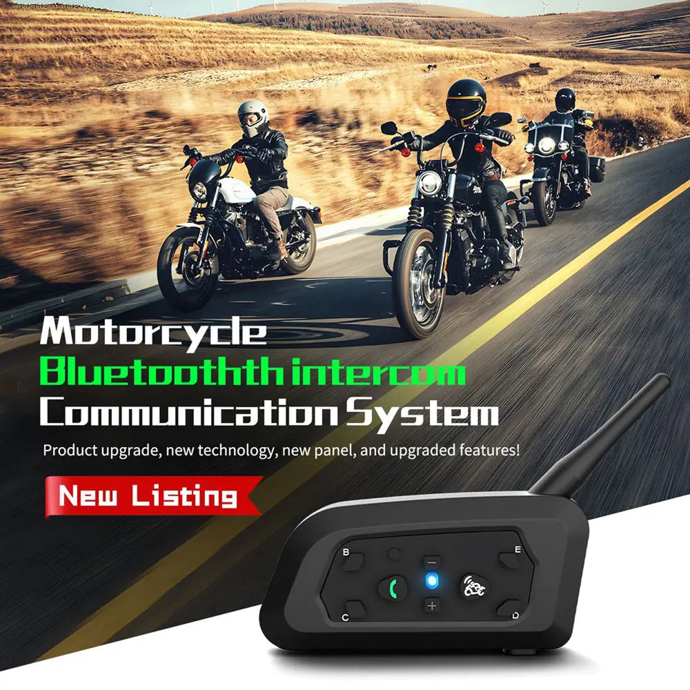 ViMocox Motorcycle Bluetooth Intercom 800m Range IP67 Waterproof 6-Rider Headset