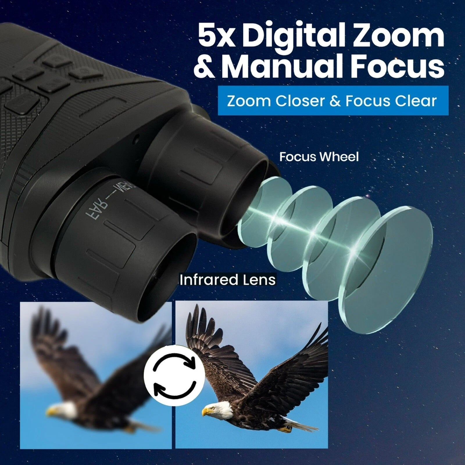 ViewCliq 4K Night Vision Goggles 42MP Digital Binoculars 5000mAh Rechargeable 3