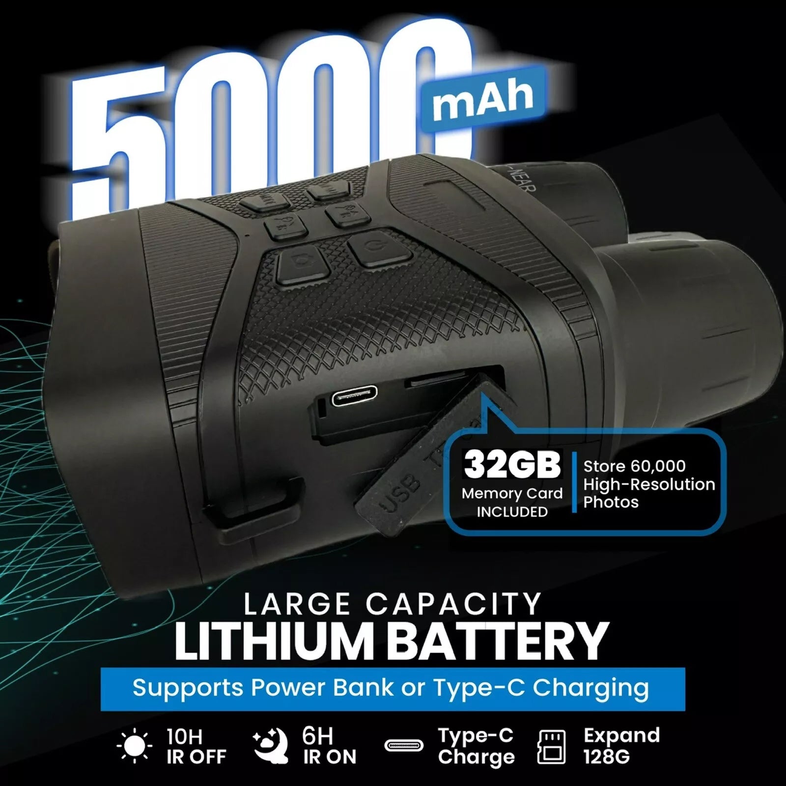 ViewCliq 4K Night Vision Goggles 42MP Digital Binoculars 5000mAh Rechargeable 3