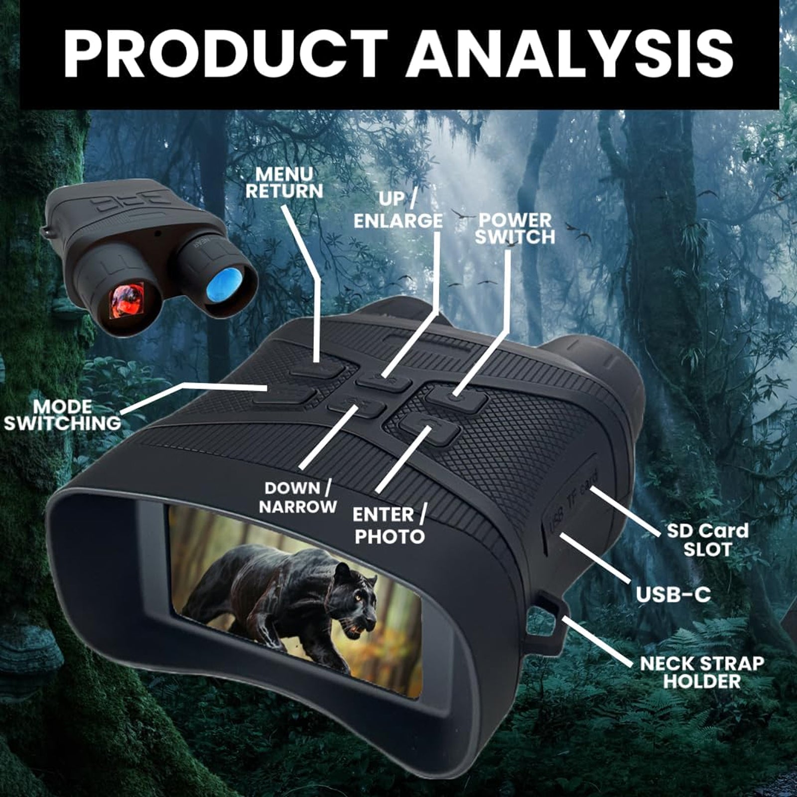 ViewCliq 4K Night Vision Goggles 42MP Digital Binoculars 5000mAh Rechargeable 3