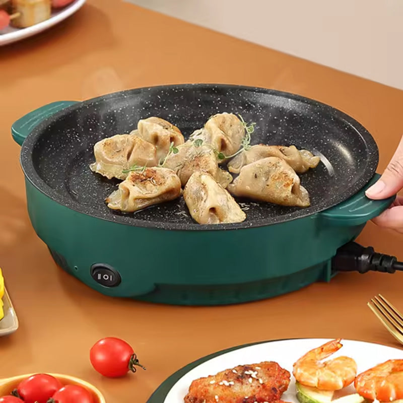 66 Electric Skillet Non-Stick Hot Pot Dual Power Control Safety Shut-Off