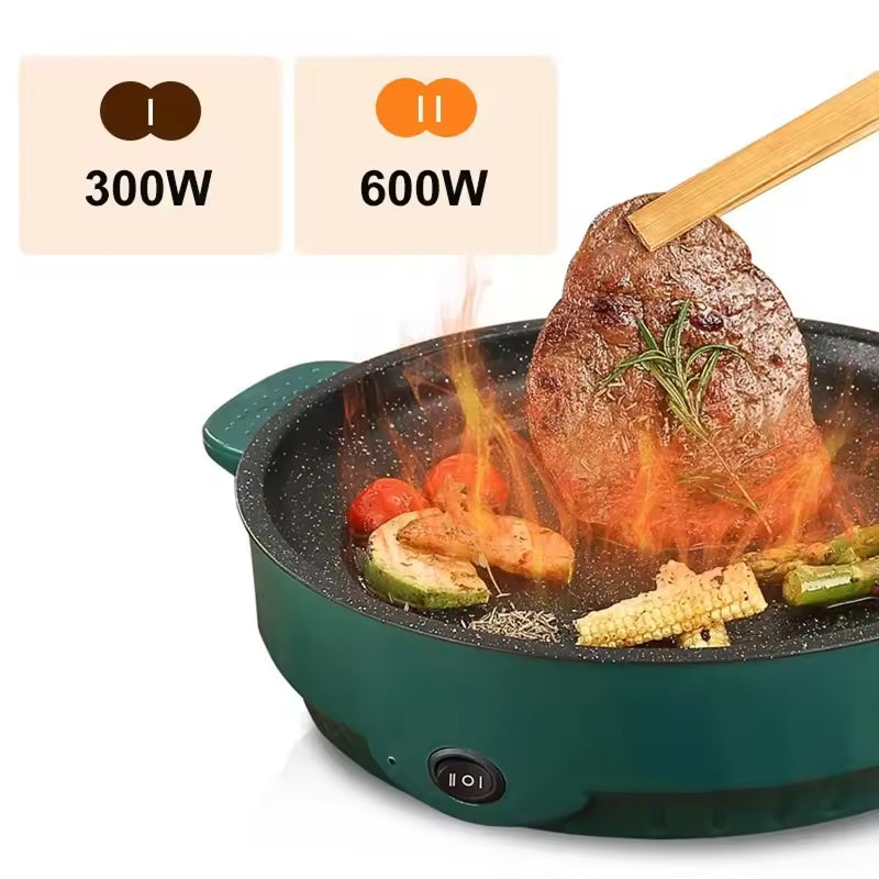 66 Electric Skillet Non-Stick Hot Pot Dual Power Control Safety Shut-Off