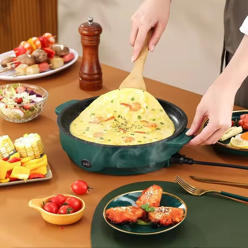 66 Electric Skillet Non-Stick Hot Pot Dual Power Control Safety Shut-Off
