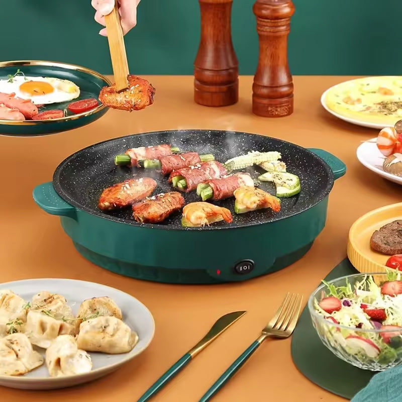 66 Electric Skillet Non-Stick Hot Pot Dual Power Control Safety Shut-Off