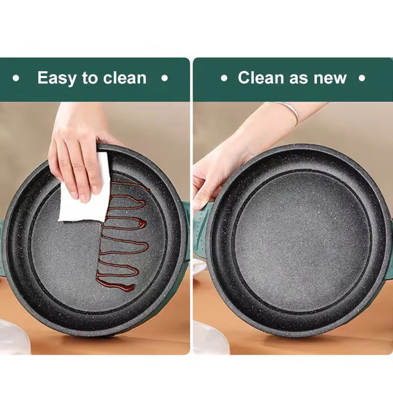 66 Electric Skillet Non-Stick Hot Pot Dual Power Control Safety Shut-Off