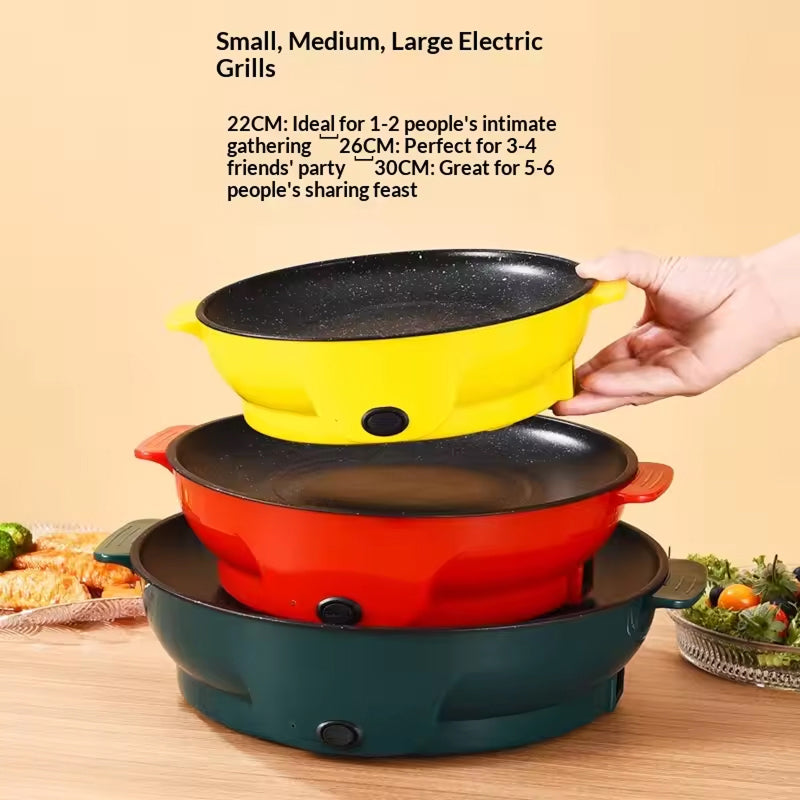 66 Electric Skillet Non-Stick Hot Pot Dual Power Control Safety Shut-Off