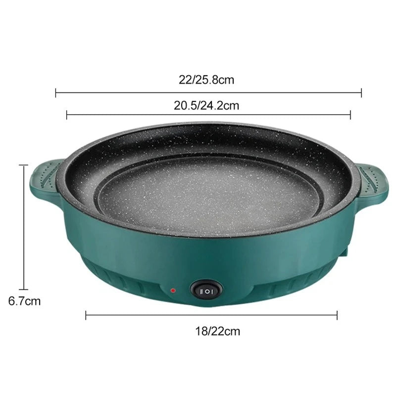 66 Electric Skillet Non-Stick Hot Pot Dual Power Control Safety Shut-Off
