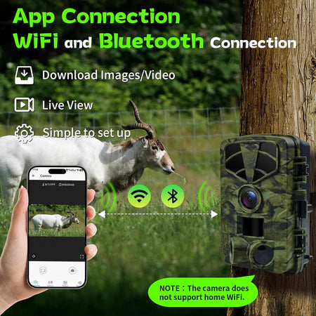 VixTralix 4K Trail Camera - 48MP Wildlife Game Camera with WiFi Bluetooth App Control, 0.2s Trigger Speed, 32GB Storage