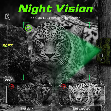 VixTralix 4K Trail Camera - 48MP Wildlife Game Camera with WiFi Bluetooth App Control, 0.2s Trigger Speed, 32GB Storage