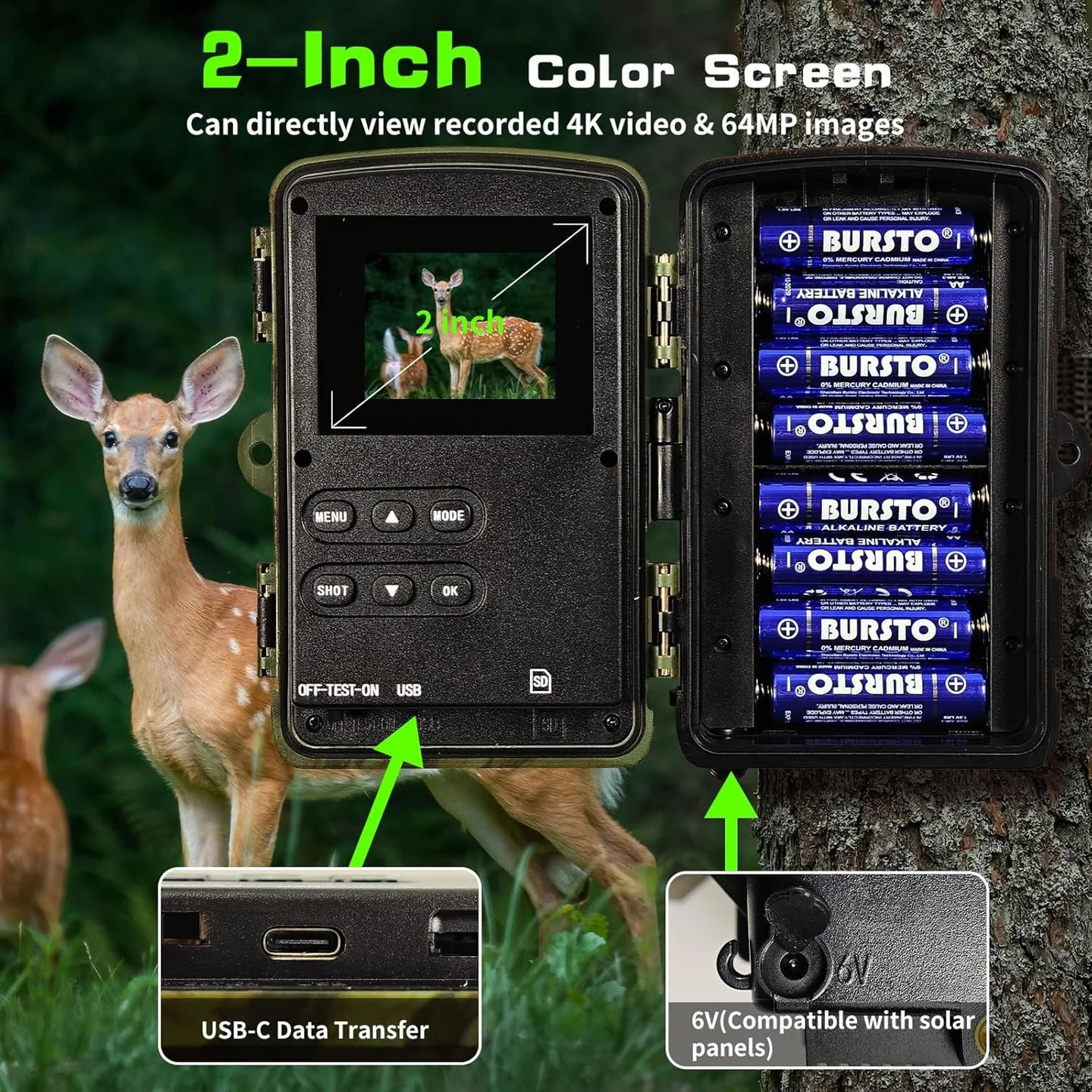 VixTralix 4K Trail Camera - 48MP Wildlife Game Camera with WiFi Bluetooth App Control, 0.2s Trigger Speed, 32GB Storage