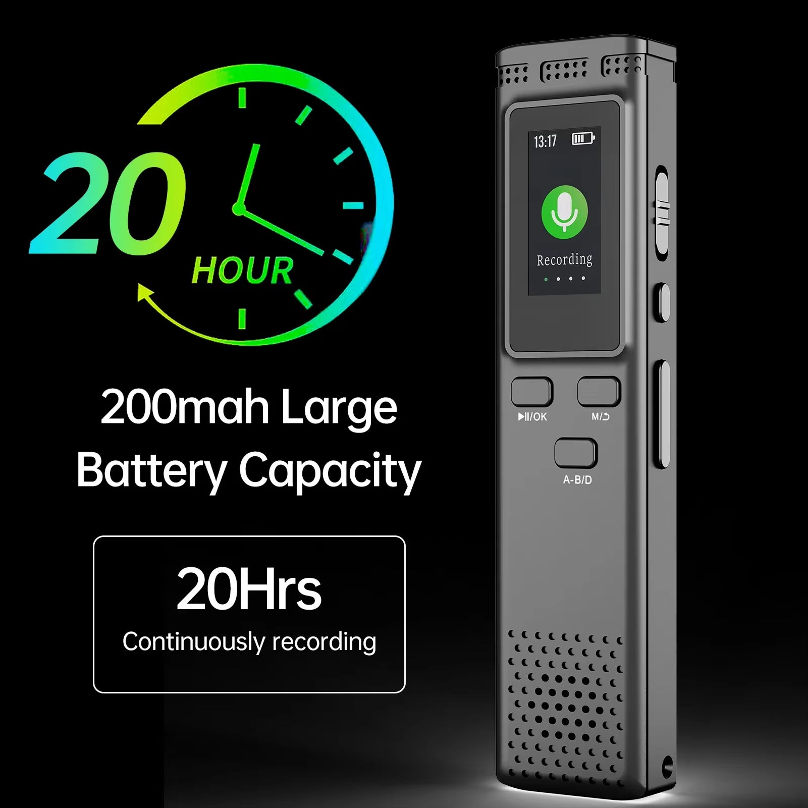 VoiciSnap 64GB Digital Voice Recorder 1536kbps Noise Reduction Voice Activated MP3 Player