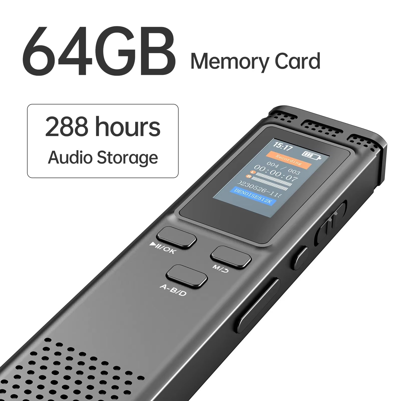 VoiciSnap 64GB Digital Voice Recorder 1536kbps Noise Reduction Voice Activated MP3 Player