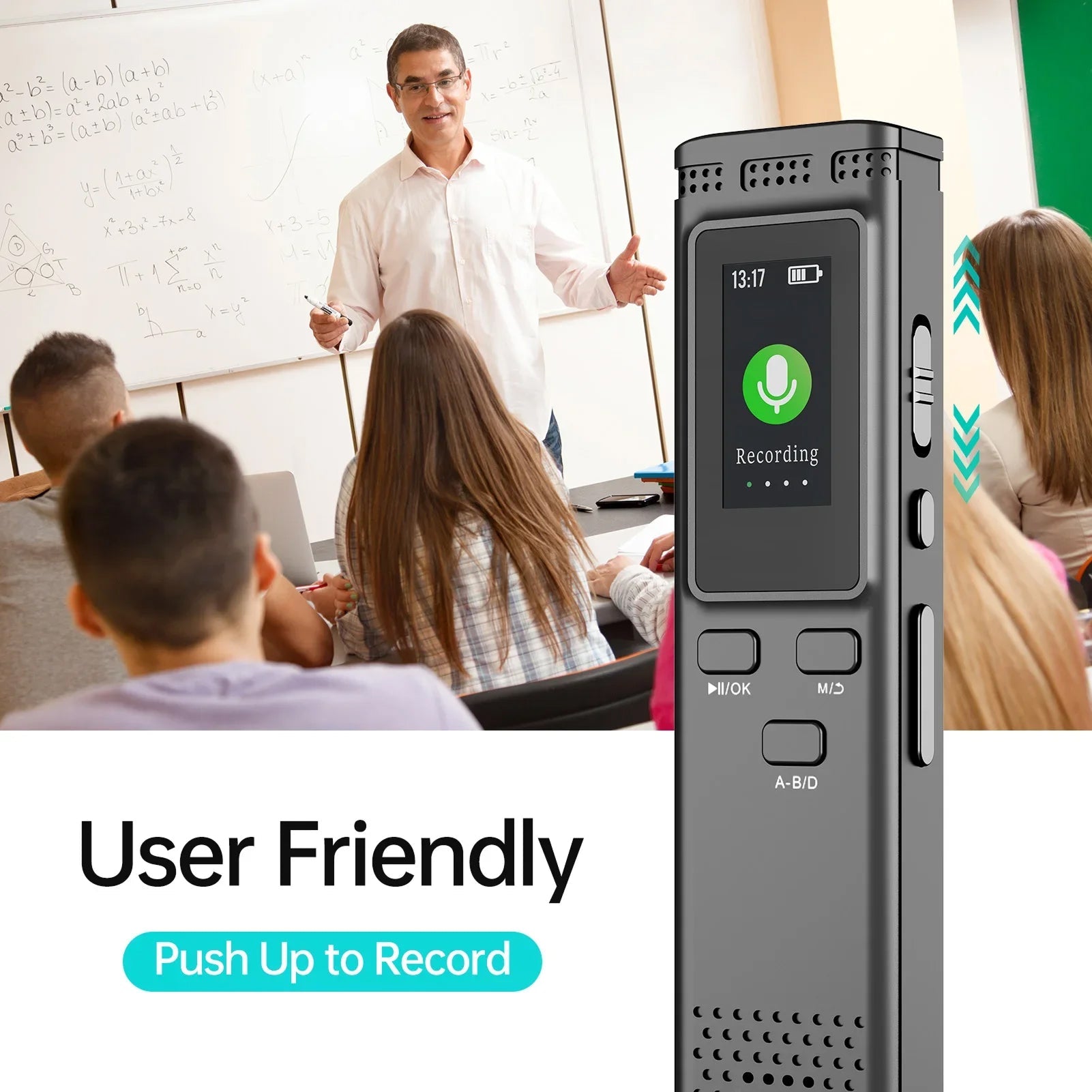 VoiciSnap 64GB Digital Voice Recorder 1536kbps Noise Reduction Voice Activated MP3 Player