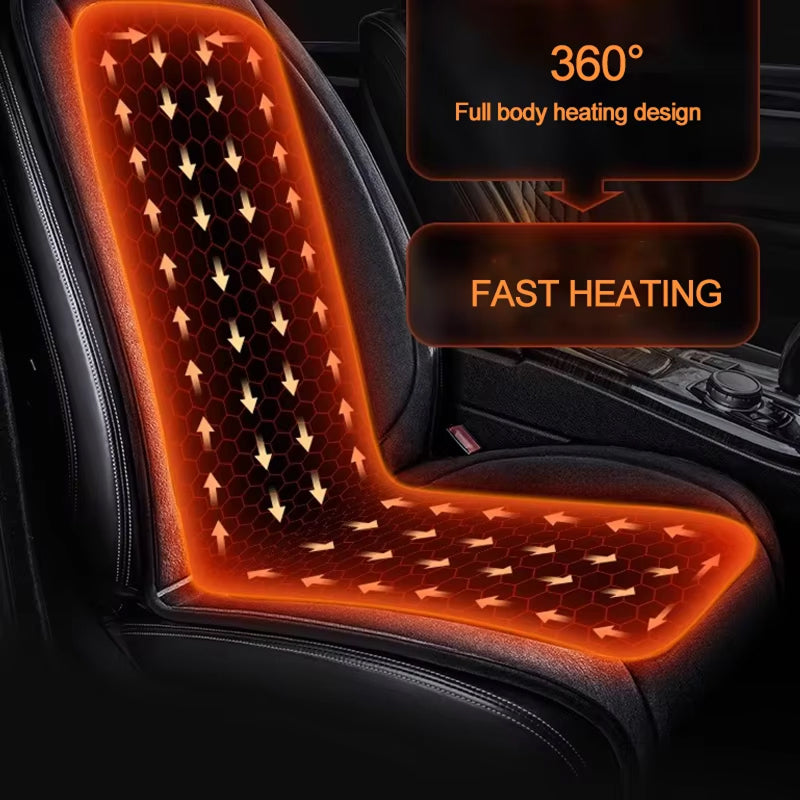 WarmBilex Heated Seat Covers - 30s Rapid Heating 12V-24V Universal Car Seat Warmer, 115cm Extended Length with 3 Temperature Modes and Diamond Quilted Flannel