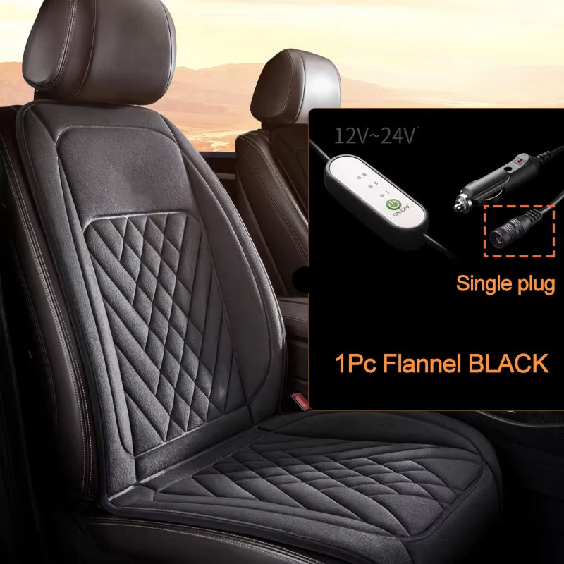 WarmBilex Heated Seat Covers - 30s Rapid Heating 12V-24V Universal Car Seat Warmer, 115cm Extended Length with 3 Temperature Modes and Diamond Quilted Flannel