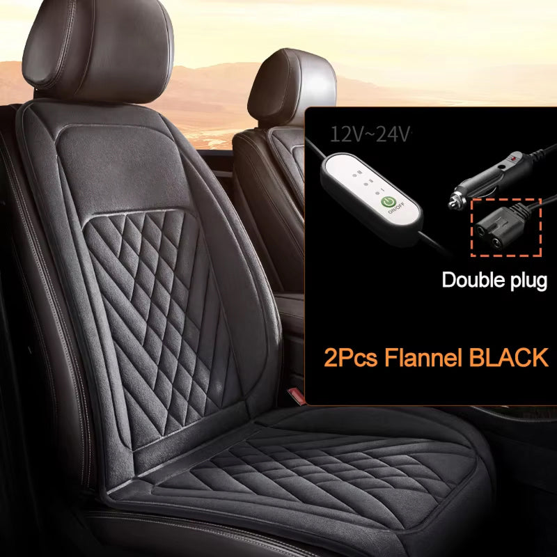WarmBilex Heated Seat Covers - 30s Rapid Heating 12V-24V Universal Car Seat Warmer, 115cm Extended Length with 3 Temperature Modes and Diamond Quilted Flannel