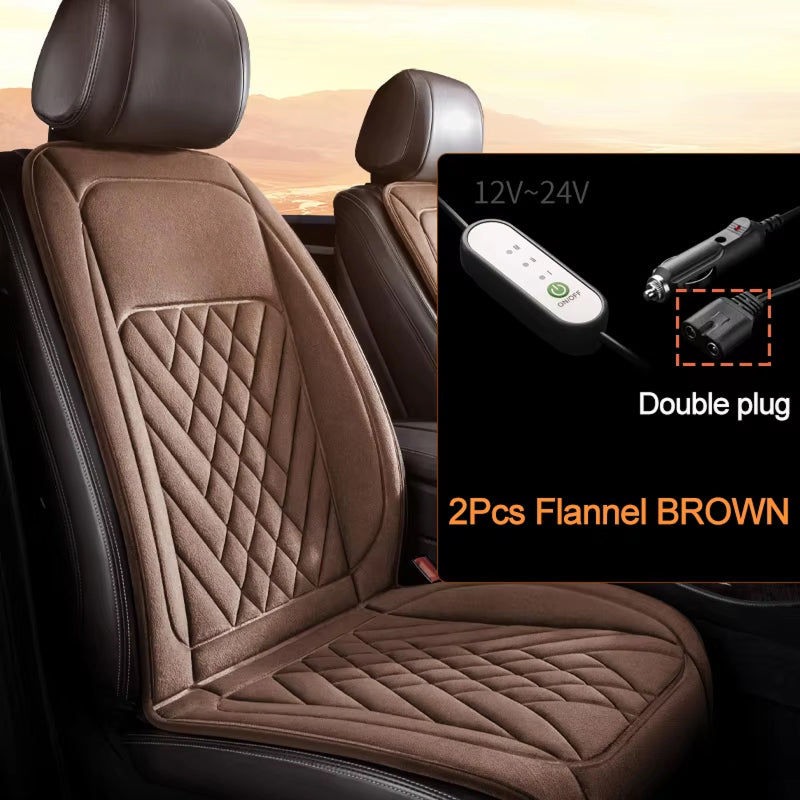 WarmBilex Heated Seat Covers - 30s Rapid Heating 12V-24V Universal Car Seat Warmer, 115cm Extended Length with 3 Temperature Modes and Diamond Quilted Flannel