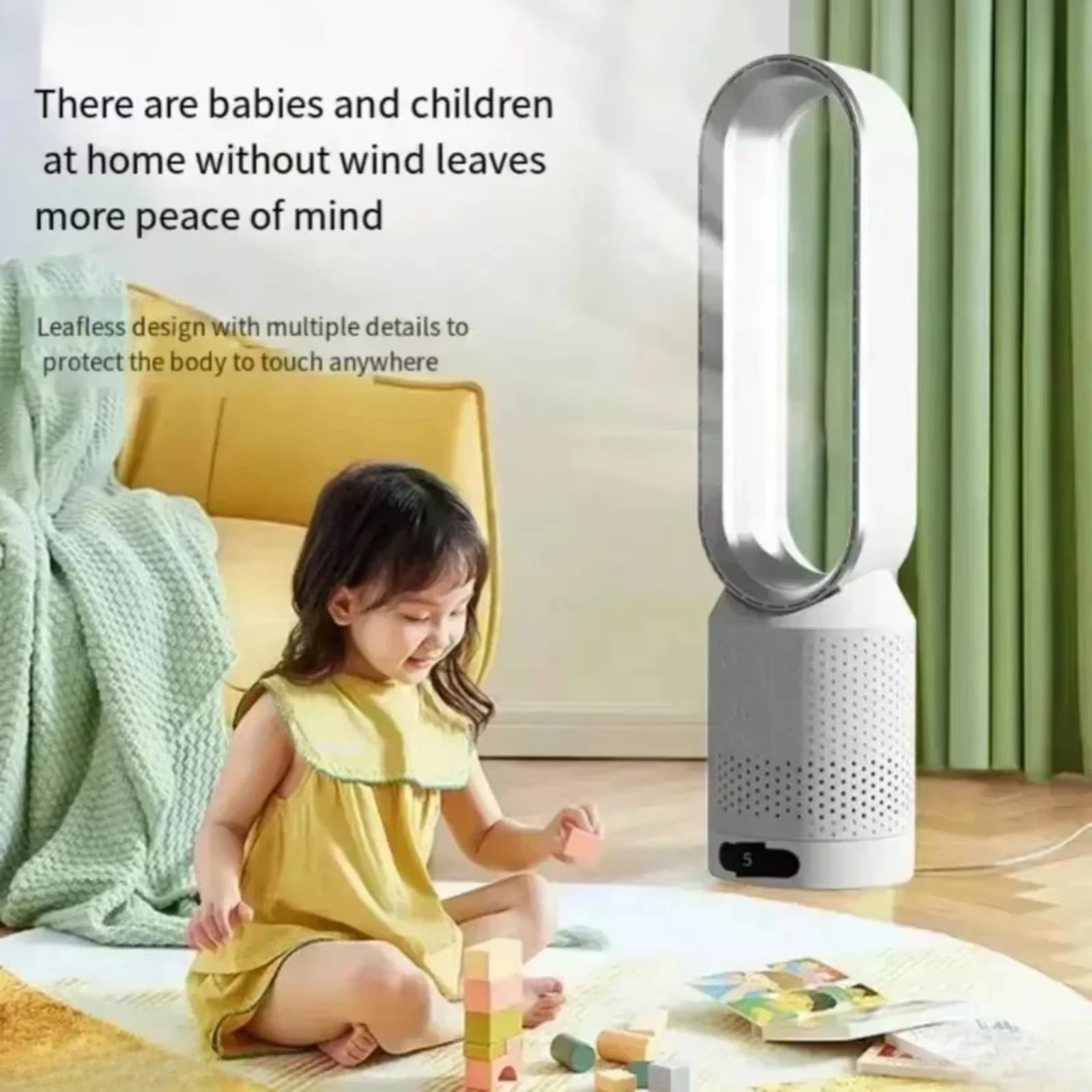 WhisParu Quiet Bladeless Tower Fan with Air Purification