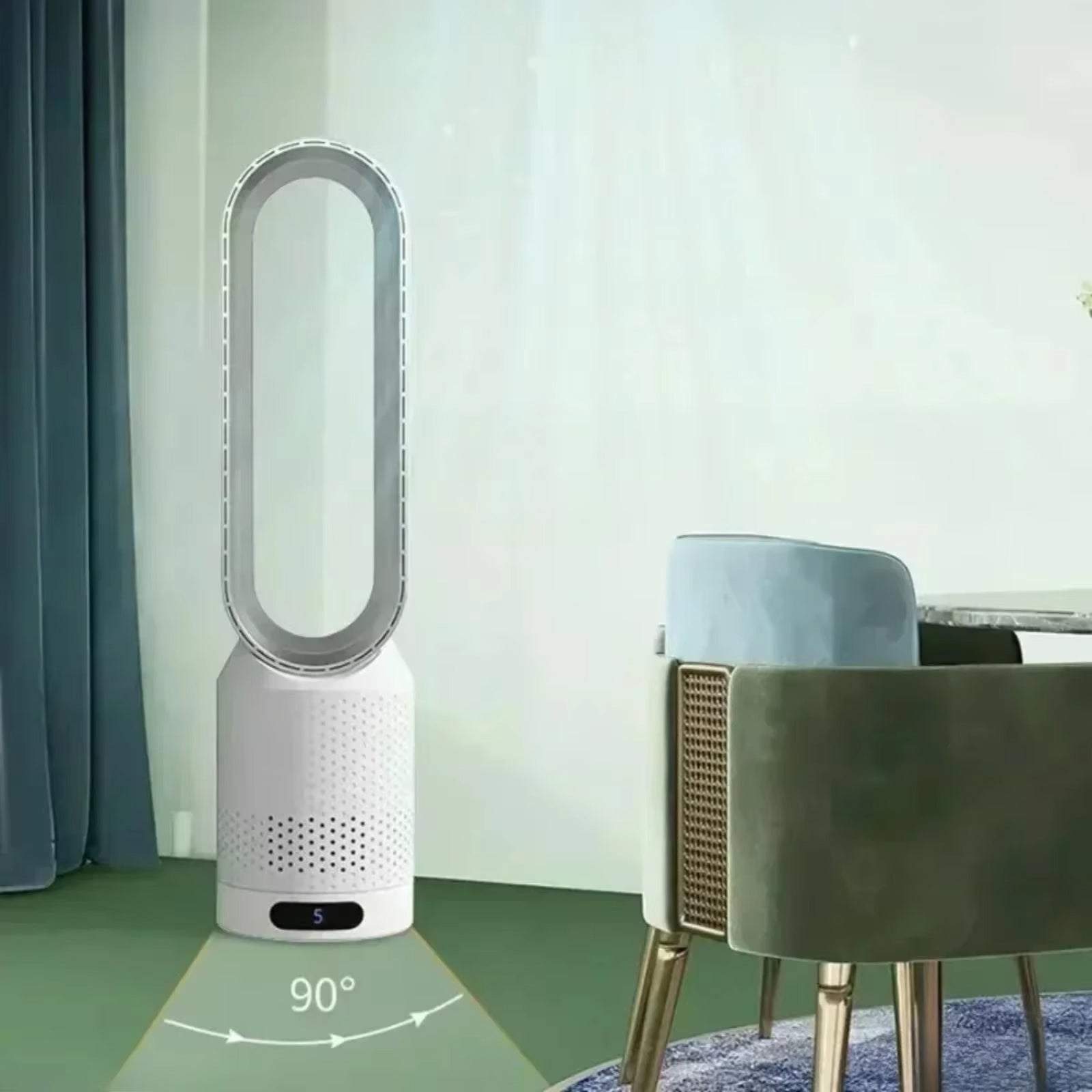 WhisParu Quiet Bladeless Tower Fan with Air Purification