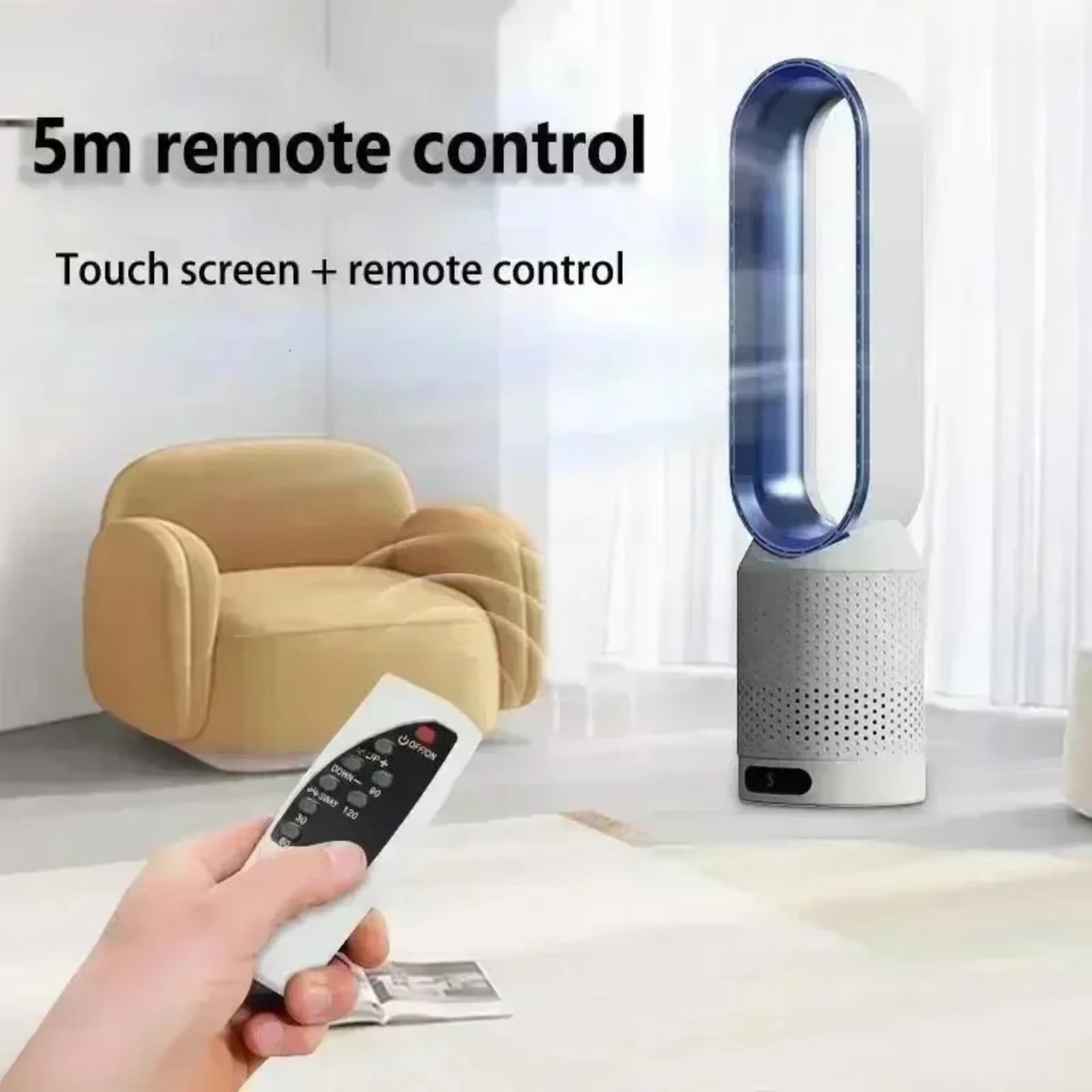 WhisParu Quiet Bladeless Tower Fan with Air Purification