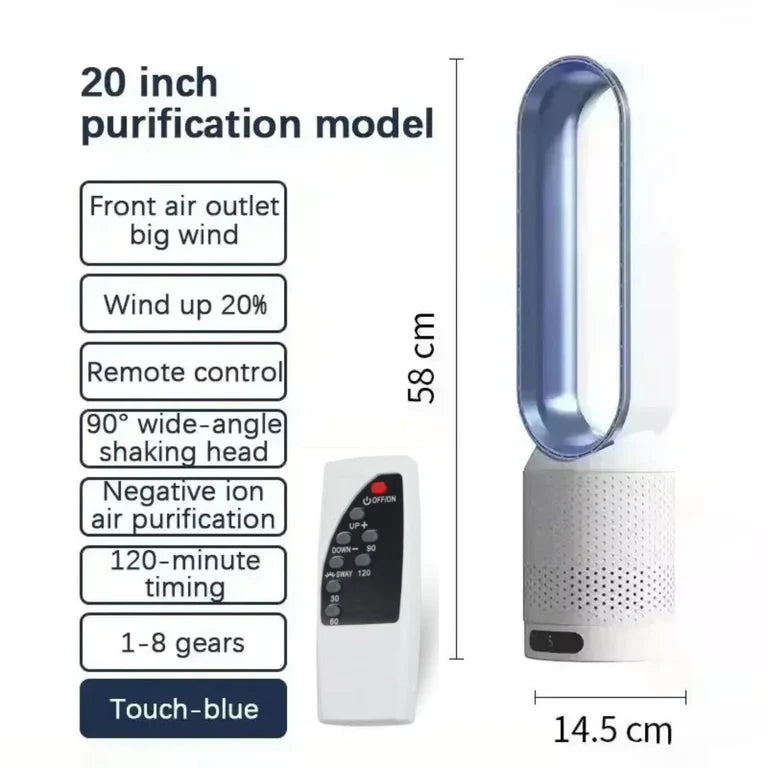 WhisParu Quiet Bladeless Tower Fan with Air Purification