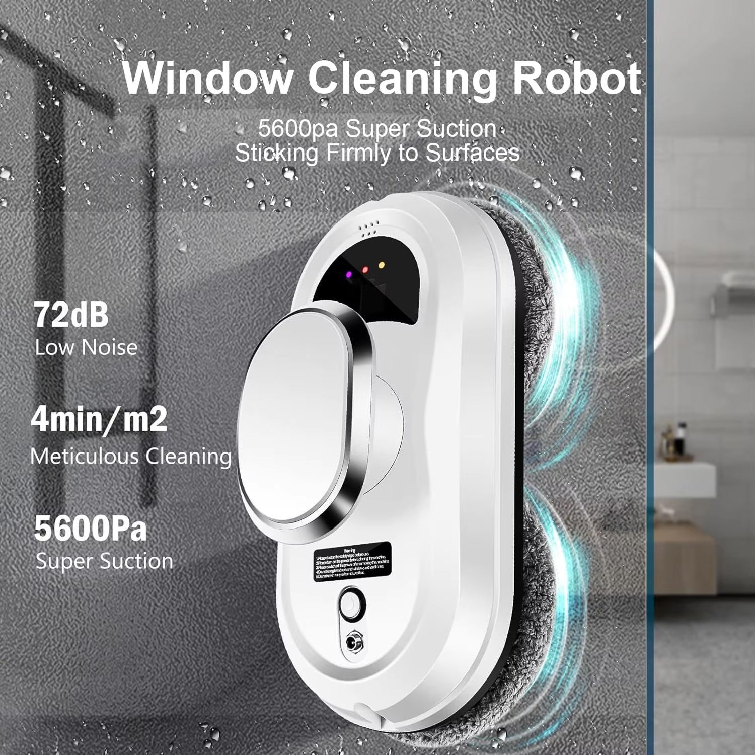WiniGlide Robot Window Cleaner 5600Pa Suction with Dual Spinning Mops, AI Smart-Path and Safety Anti-Fall System