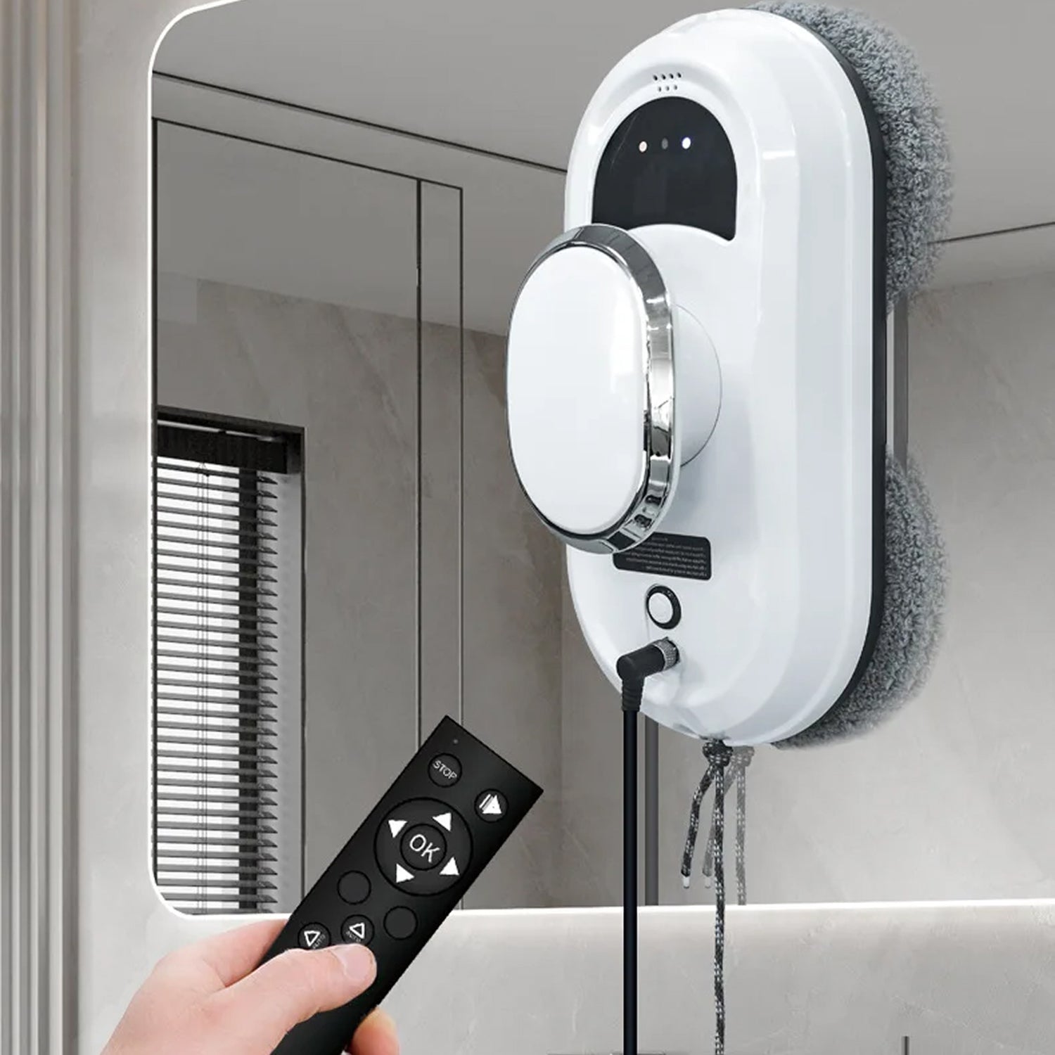 WiniGlide Robot Window Cleaner 5600Pa Suction with Dual Spinning Mops, AI Smart-Path and Safety Anti-Fall System