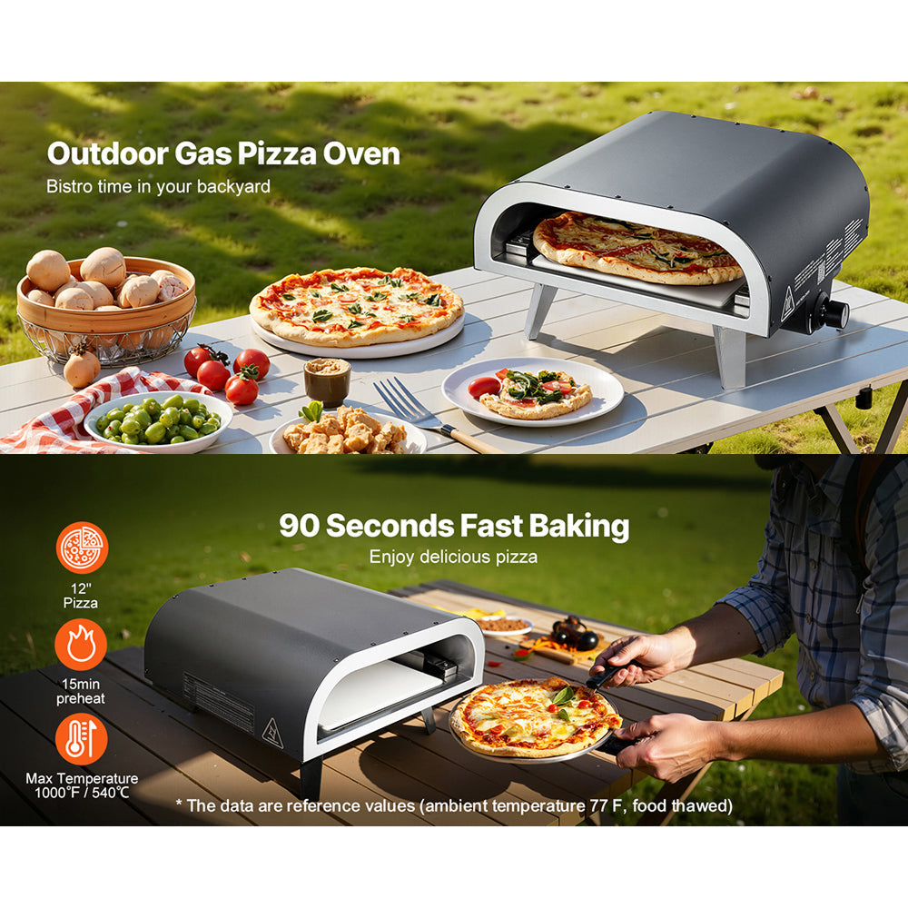 ZariKexi Portable Gas Pizza Oven 1000F Outdoor Maker 90 Seconds Fast Cook