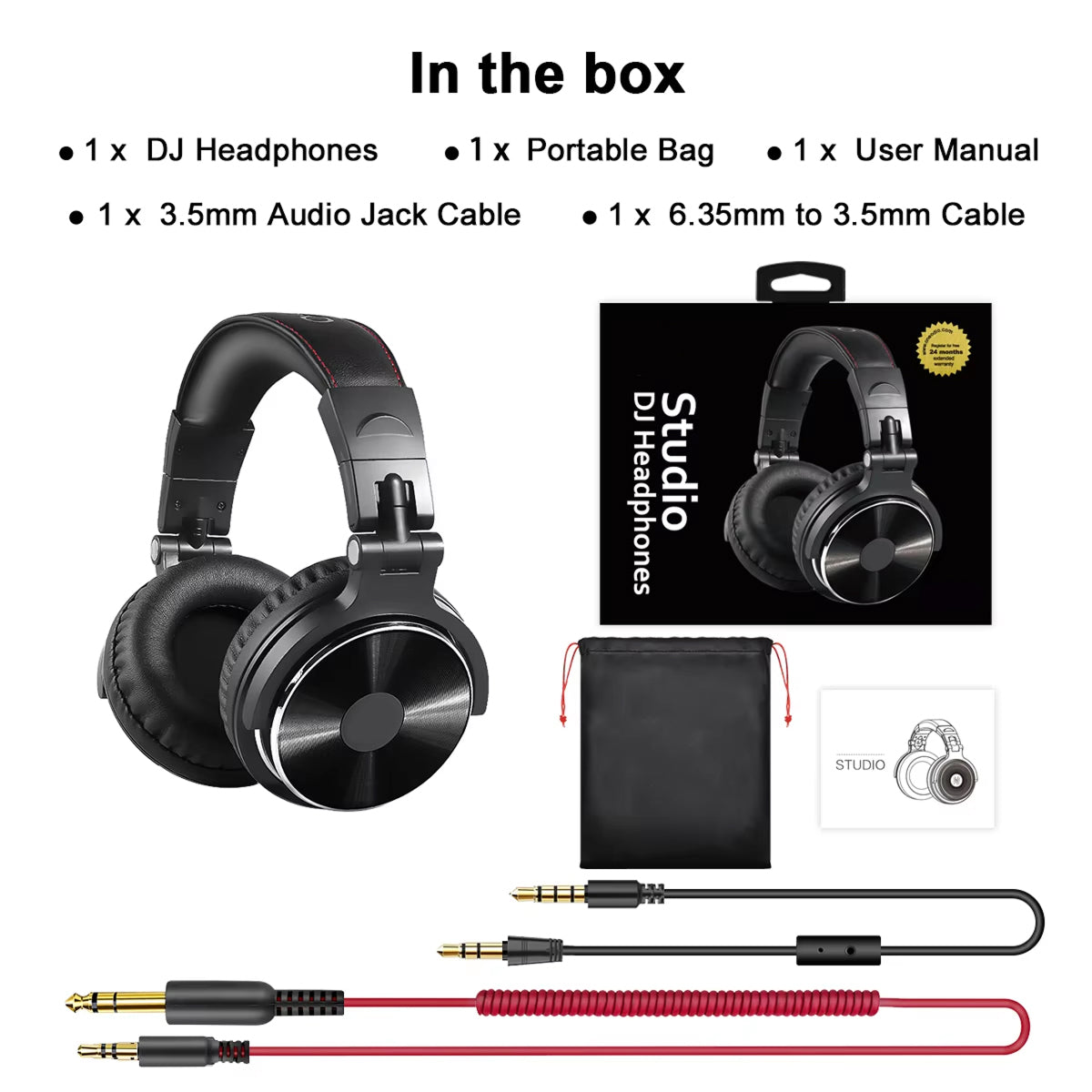ZetaNase Studio Headphones 50mm Drivers 3.5/6.3mm Dual-Interface Foldable Monitor